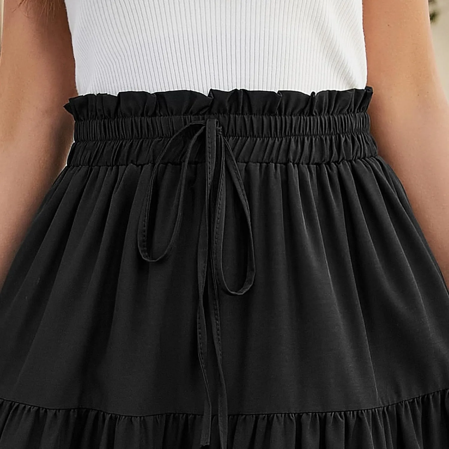 Floral Maxi Skirt for Women Summer Comfy Tiered Elastic High Waisted Boho Skirts Vacation A-Line Flowy Swing Long Skirts