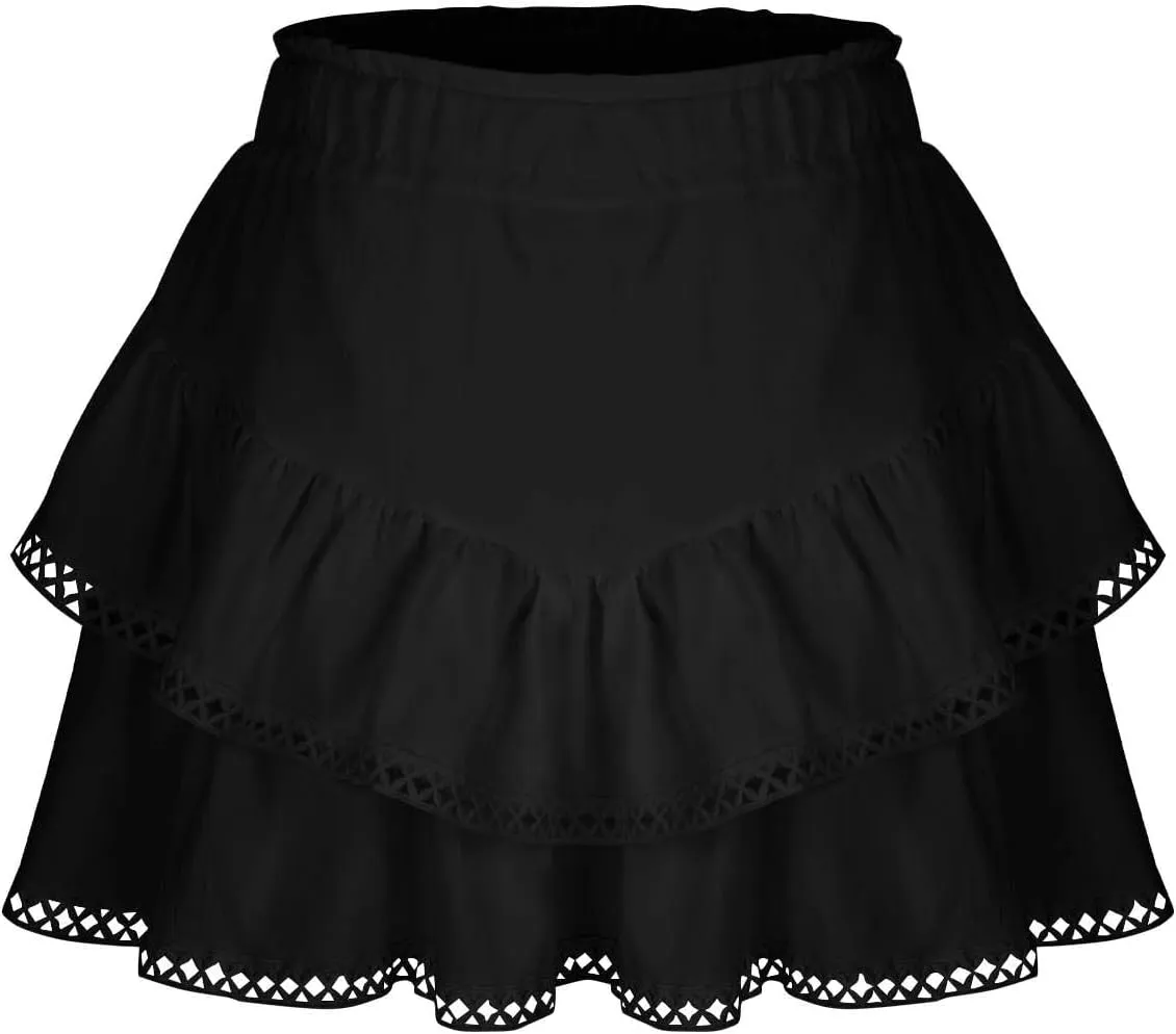Flowy Shorts for Women Casual 2025 Boho Ruffle Tiered Skorts Elastic High Waisted Cute Mini Skirts Golf Tennis Shorts