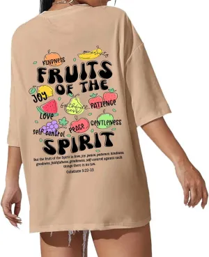 Fruit of The Spirit Shirt Women Oversized Christian Bible Verse T-shirt