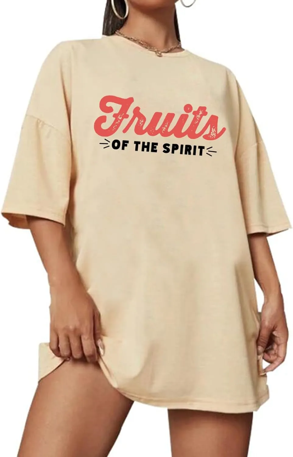 Fruit of The Spirit Shirt Women Oversized Christian Bible Verse T-shirt