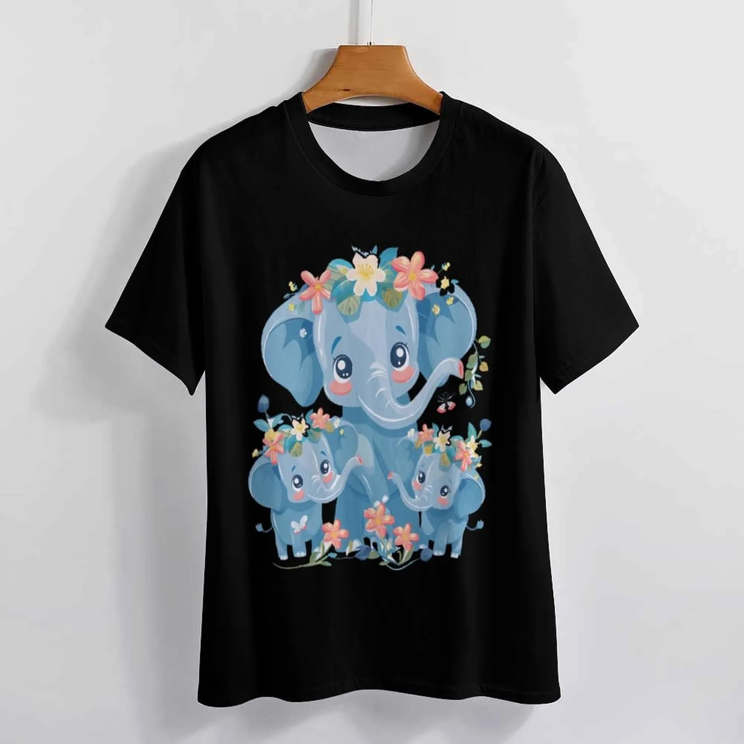 Funny Elephant Family Men's T-Shirt Short Sleeve Crewneck Shirt Casual Workout Tee Top