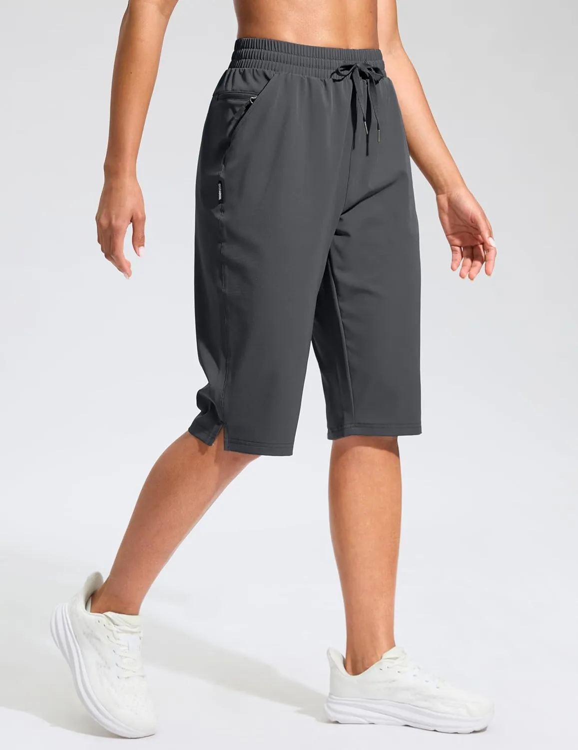 G Gradual Women's 13" Long Hiking Shorts with Zipper Pocket Lightweight Quick Dry Knee Length Bermuda Shorts for Women