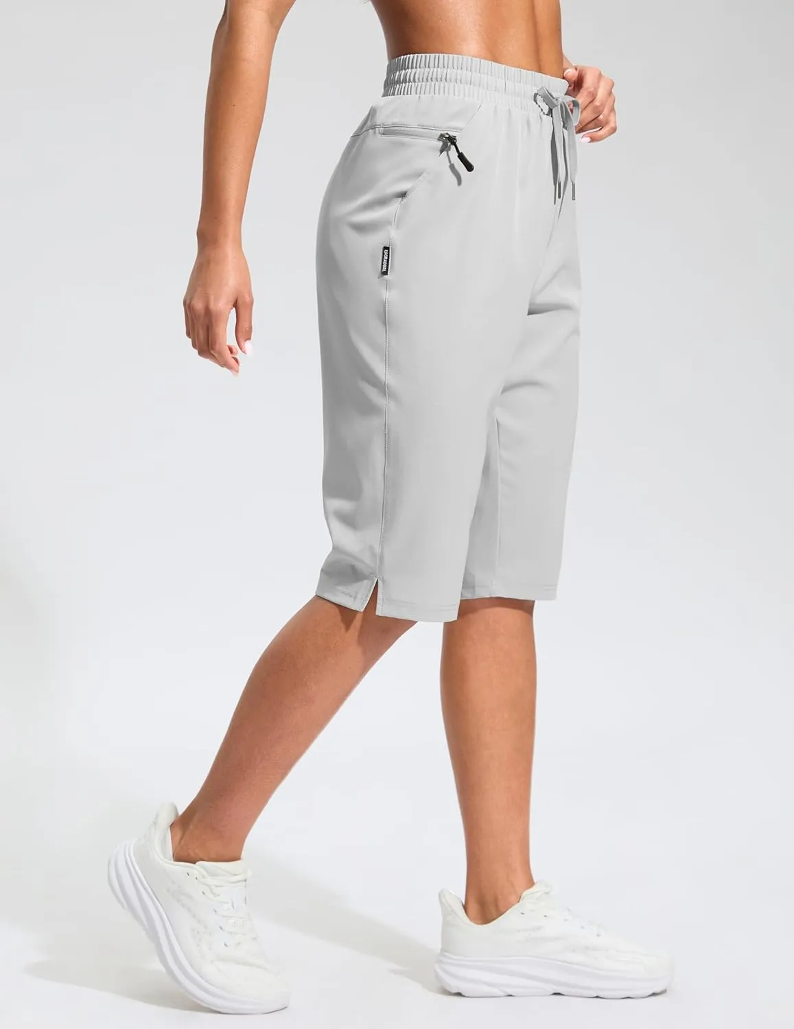 G Gradual Women's 13" Long Hiking Shorts with Zipper Pocket Lightweight Quick Dry Knee Length Bermuda Shorts for Women