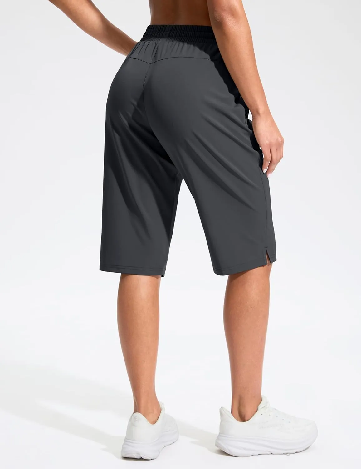 G Gradual Women's 13" Long Hiking Shorts with Zipper Pocket Lightweight Quick Dry Knee Length Bermuda Shorts for Women