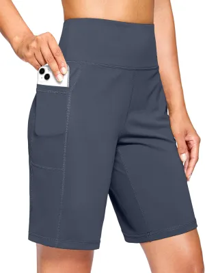G Gradual Women's 9" Bermuda Long Shorts with Pockets High Waisted Athletic Knee Length Shorts for Women Walking Workout