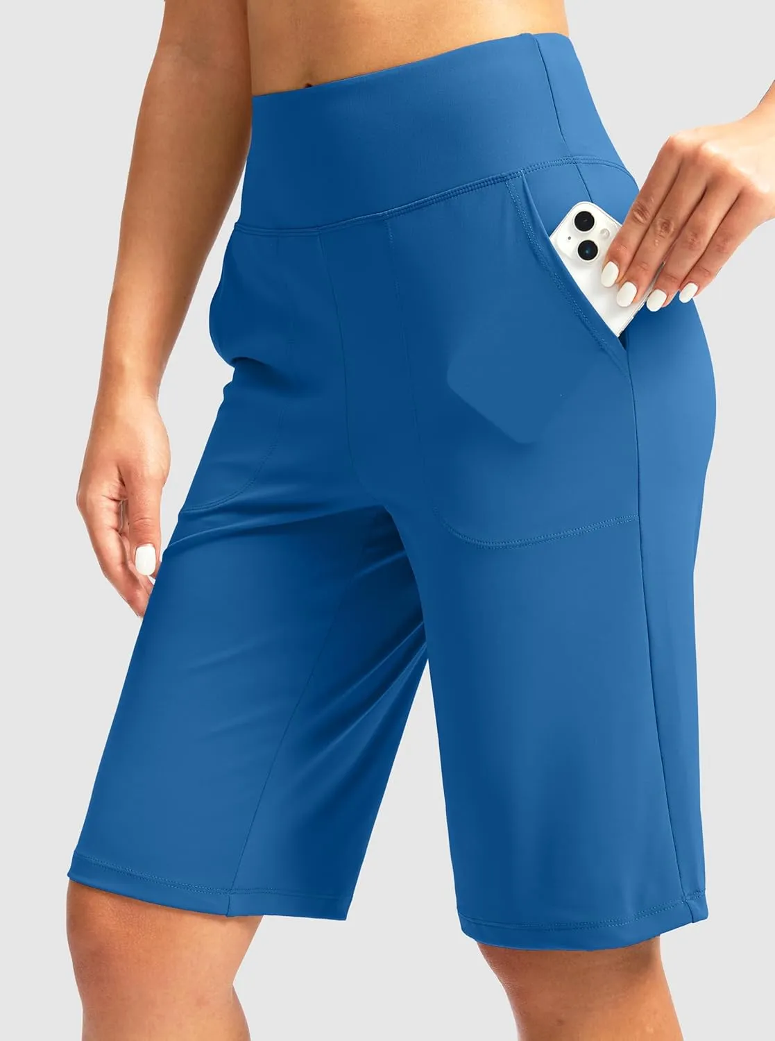 G Gradual Women's Bermuda Shorts 12" Knee Length with Pockets High Waisted Stretch Long Shorts for Women Casual Walking