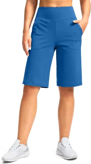 G Gradual Women's Bermuda Shorts 12" Knee Length with Pockets High Waisted Stretch Long Shorts for Women Casual Walking