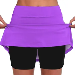 GIERIDUC Athletic Skorts for Women Plus Size Tummy Control Tennis Yoga Skirt Shorts High Waist Solid Comfy Elastic Shorts