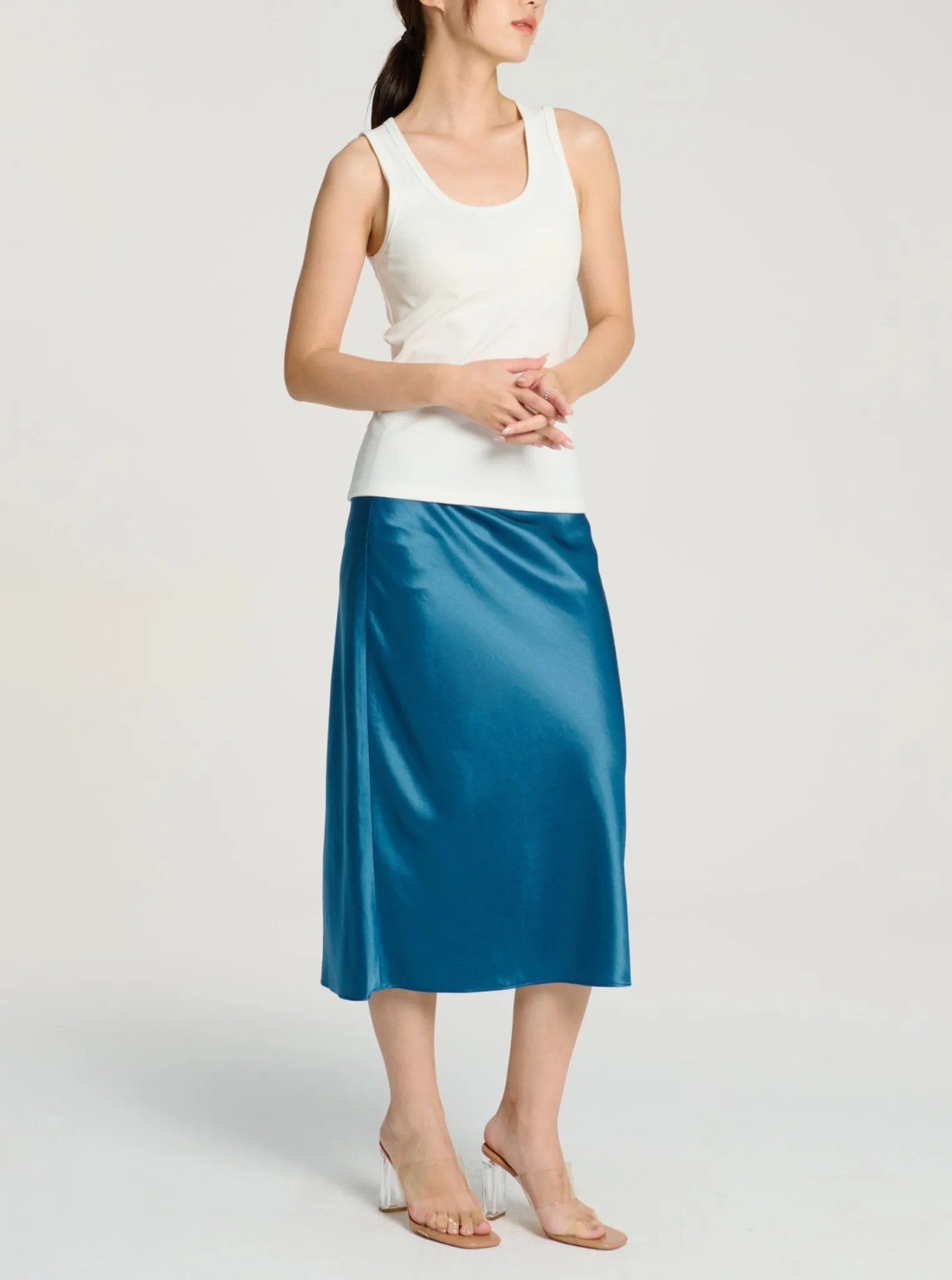 GLITTER B Mid-night midi skirt (Prussian blue)