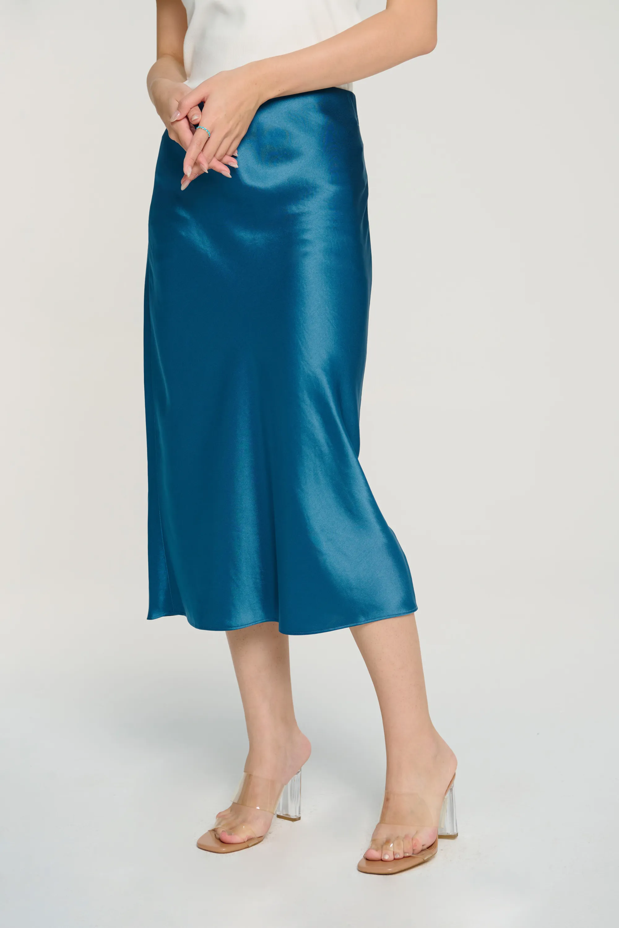 GLITTER B Mid-night midi skirt (Prussian blue)