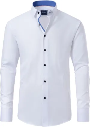 Gollnwe Men's Dress Shirts Long Sleeve Shirt White Button Down Shirt for Men Bussiness Casual