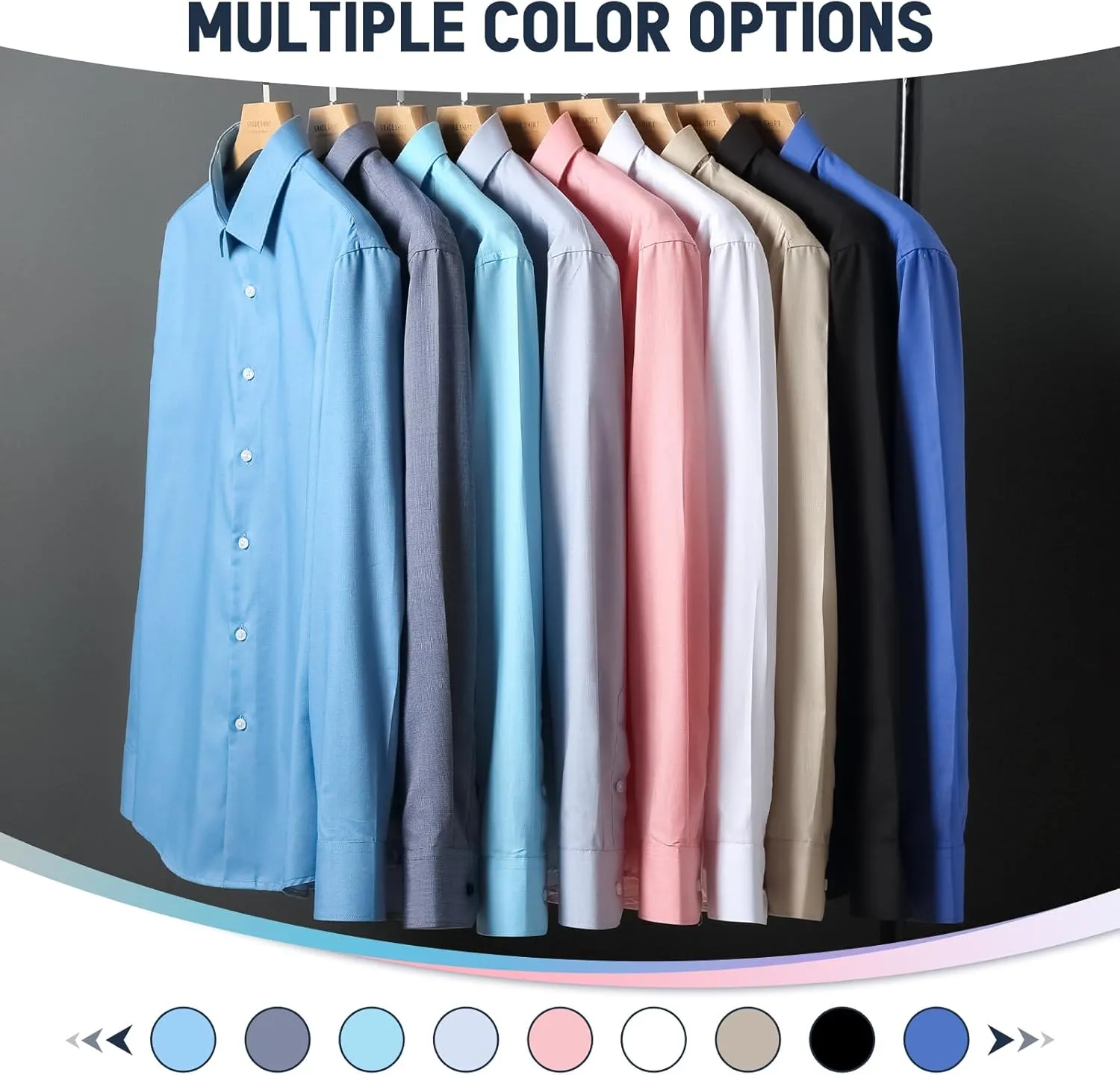 Gollnwe Men's Dress Shirts Long Sleeve Shirt White Button Down Shirt for Men Bussiness Casual
