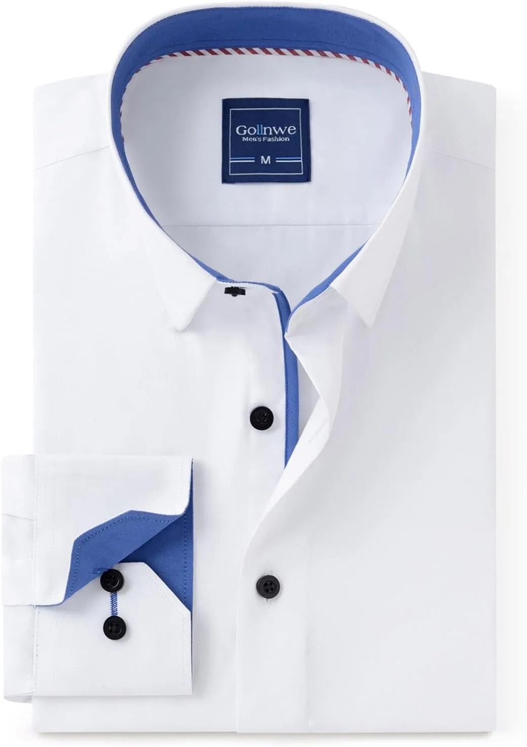 Gollnwe Men's Dress Shirts Long Sleeve Shirt White Button Down Shirt for Men Bussiness Casual