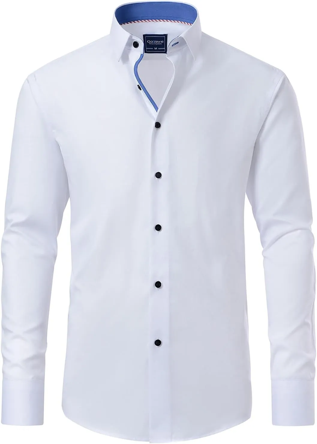 Gollnwe Men's Dress Shirts Long Sleeve Shirt White Button Down Shirt for Men Bussiness Casual