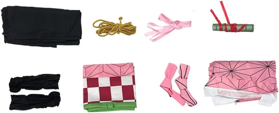 Gonriya Womens Cosplay Cloak Anime Costume Japanese Kimono Pink Suit Robe Cape Full Set Outfits with Props Halloween