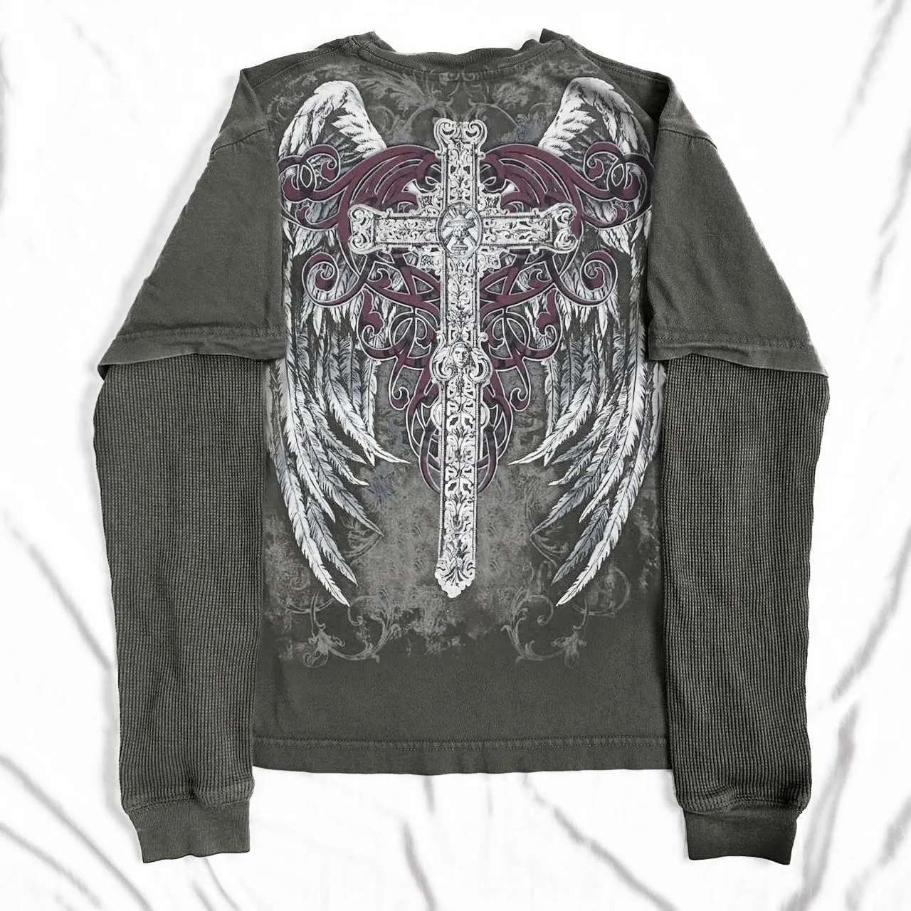 Goth Shirt Gothic Shirt Fake Two-Piece Alternative Clothing Goth Long Sleeve Top Grunge Clothes