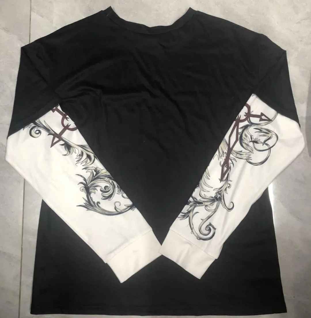 Goth Shirt Gothic Shirt Fake Two-Piece Alternative Clothing Goth Long Sleeve Top Grunge Clothes