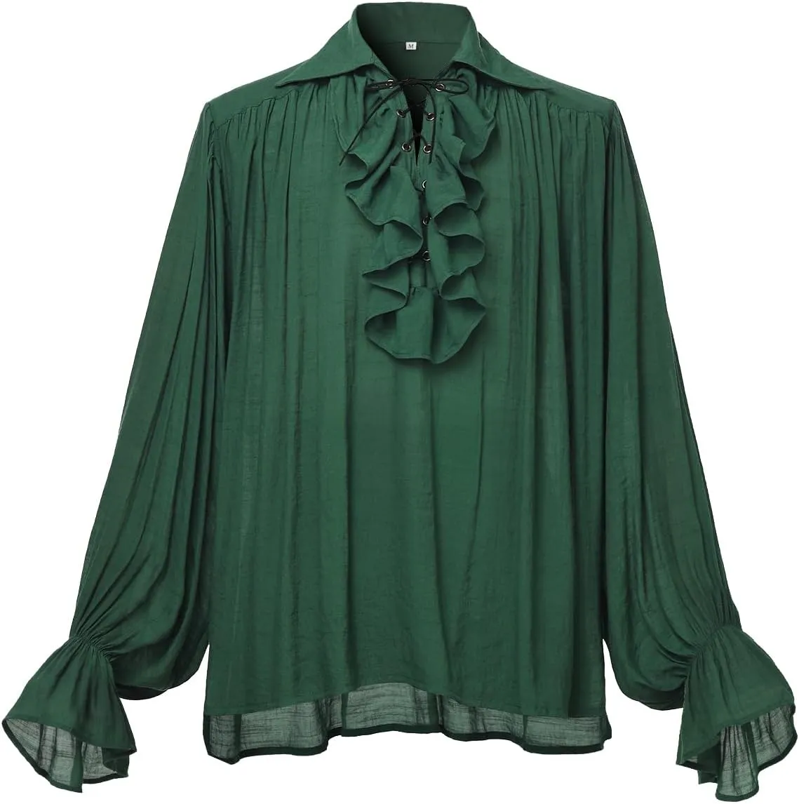 GRACEART Men Pirate Shirt Women Vampire Renaissance Shirts Victorian Ruffled Medieval Costume Cotton Linen Shirt