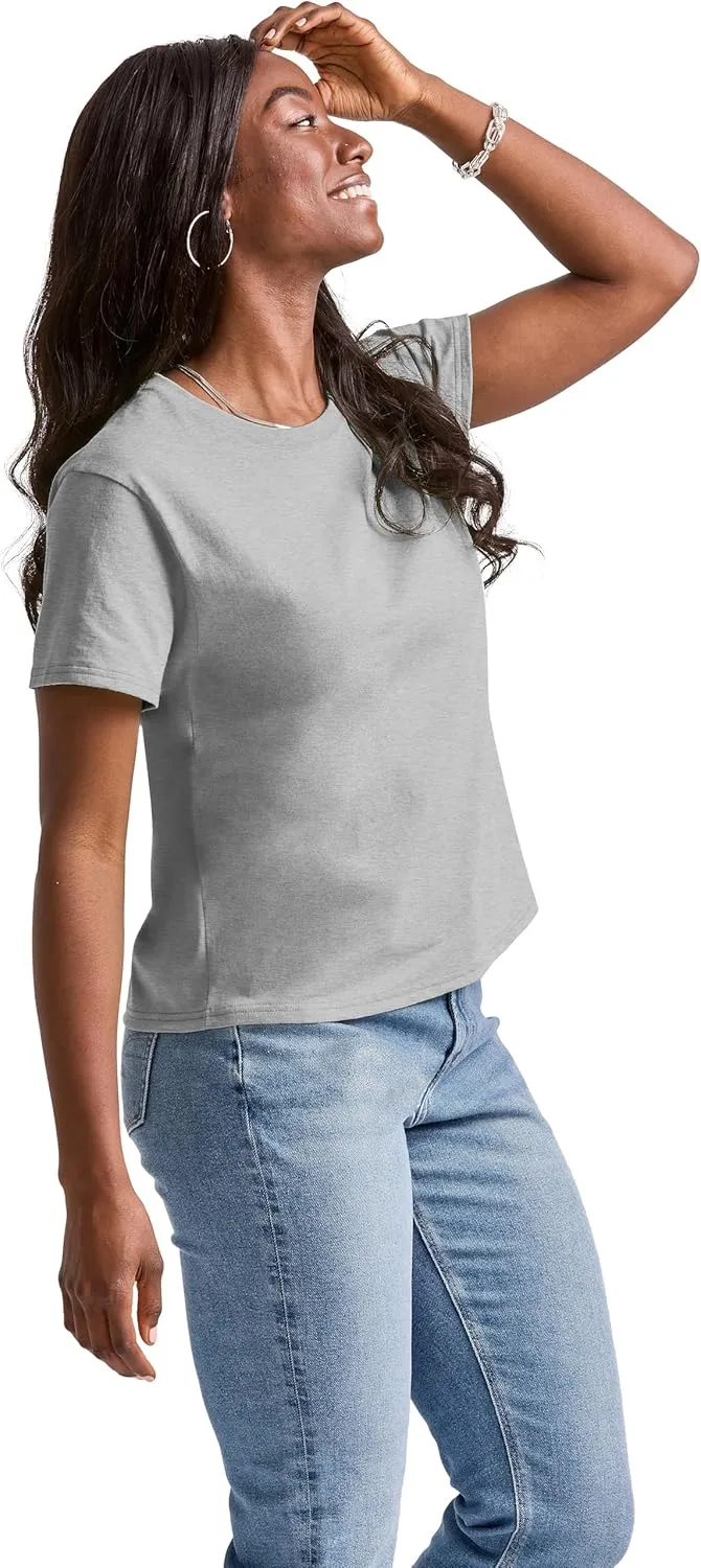 Hanes Women's Essentials T-Shirt, Cotton Crewneck Tee, Classic Fit T-Shirt for Women