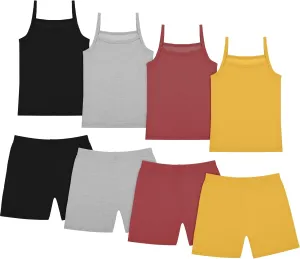 Hercicy 8 Packs Toddler Tank Tops Girls and Dance Shorts Toddler Sleeveless Strap Crop Gymnastics Yoga Shorts for Ballet