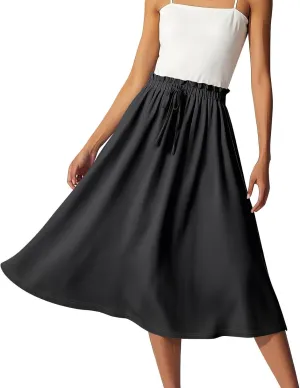 High Waisted Skirts for Women Long Pleated A-Line Flowy Maxi Skirt Bohemian Style