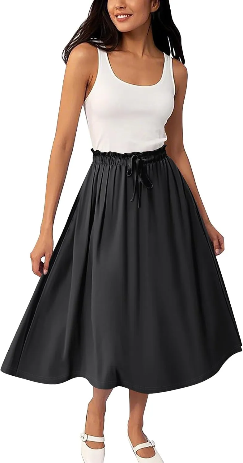 High Waisted Skirts for Women Long Pleated A-Line Flowy Maxi Skirt Bohemian Style