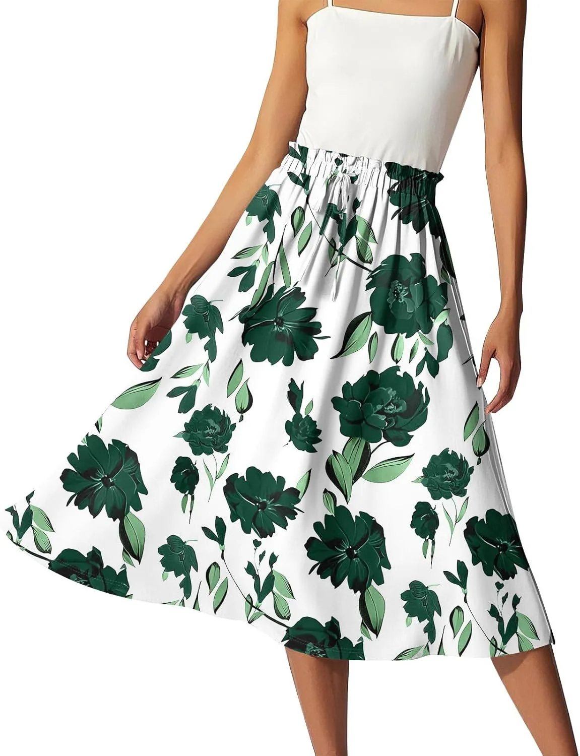 High Waisted Skirts for Women Long Pleated A-Line Flowy Maxi Skirt Bohemian Style