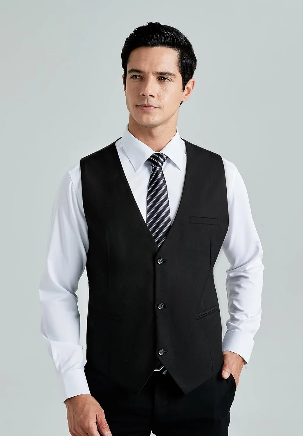 HISDERN Mens Suit Vest Business Formal Dress Vests for Men Solid Color Casual Wedding Tuxedo Party Waistcoat