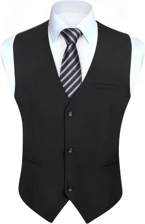 HISDERN Mens Suit Vest Business Formal Dress Vests for Men Solid Color Casual Wedding Tuxedo Party Waistcoat