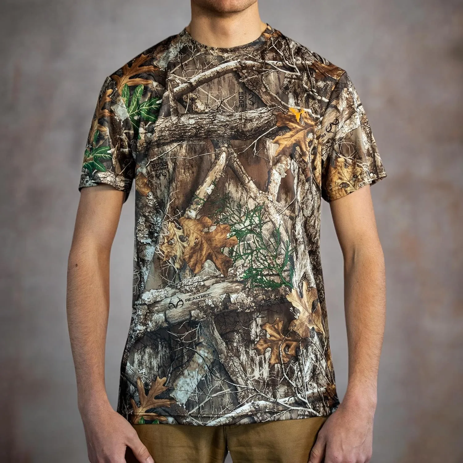 HOT SHOT Mens Camo Hunting Short Sleeve Shirt  Quick Dry Performance Shirt