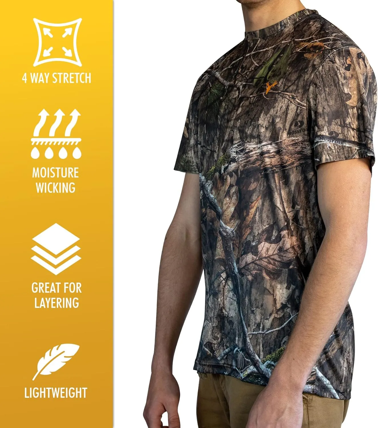 HOT SHOT Mens Camo Hunting Short Sleeve Shirt  Quick Dry Performance Shirt