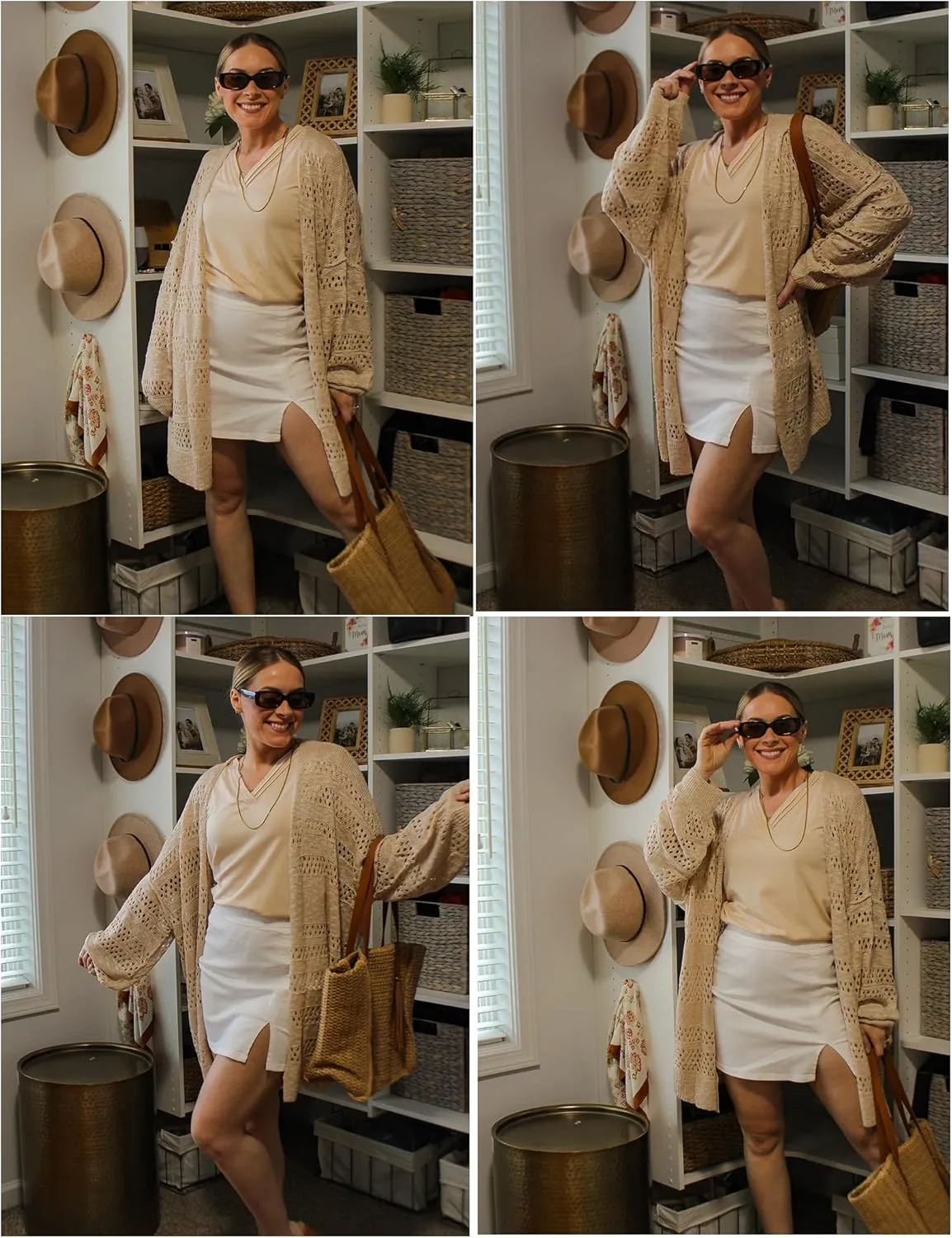 IN'VOLAND Womens Plus Size Crochet Cardigan Kimonos Boho Long Sleeve Oversized Summer Open Front Knitted Sweater