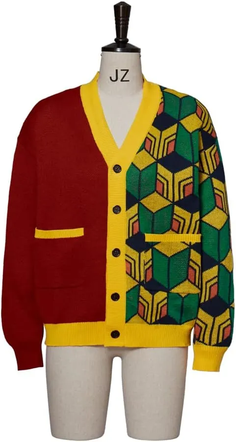 iSHOWcos Anime Cardigan Giyuu Sweater Tomioka Giyuu Kimono Costume Knitted Jacket Coat