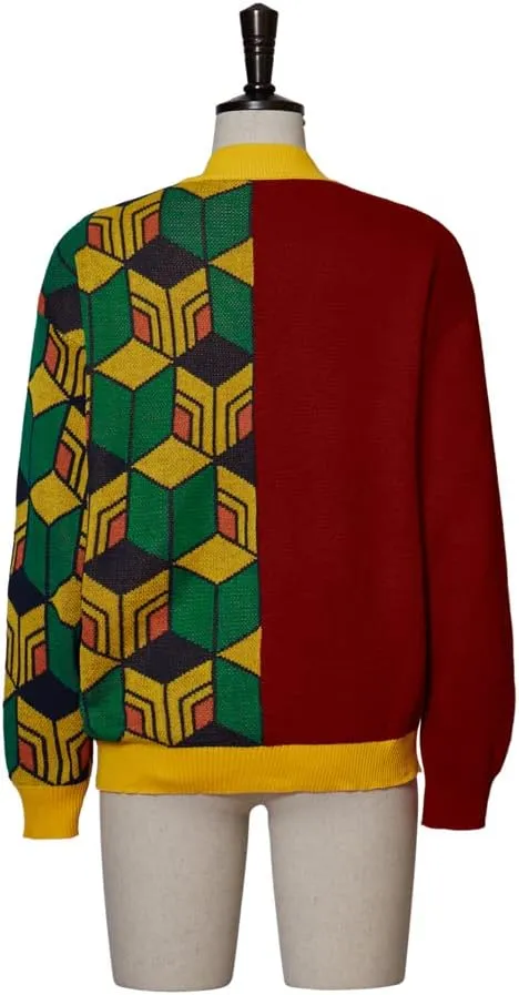 iSHOWcos Anime Cardigan Giyuu Sweater Tomioka Giyuu Kimono Costume Knitted Jacket Coat