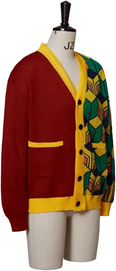 iSHOWcos Anime Cardigan Giyuu Sweater Tomioka Giyuu Kimono Costume Knitted Jacket Coat