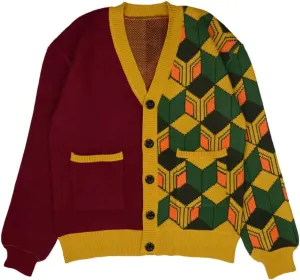 iSHOWcos Anime Cardigan Giyuu Sweater Tomioka Giyuu Kimono Costume Knitted Jacket Coat