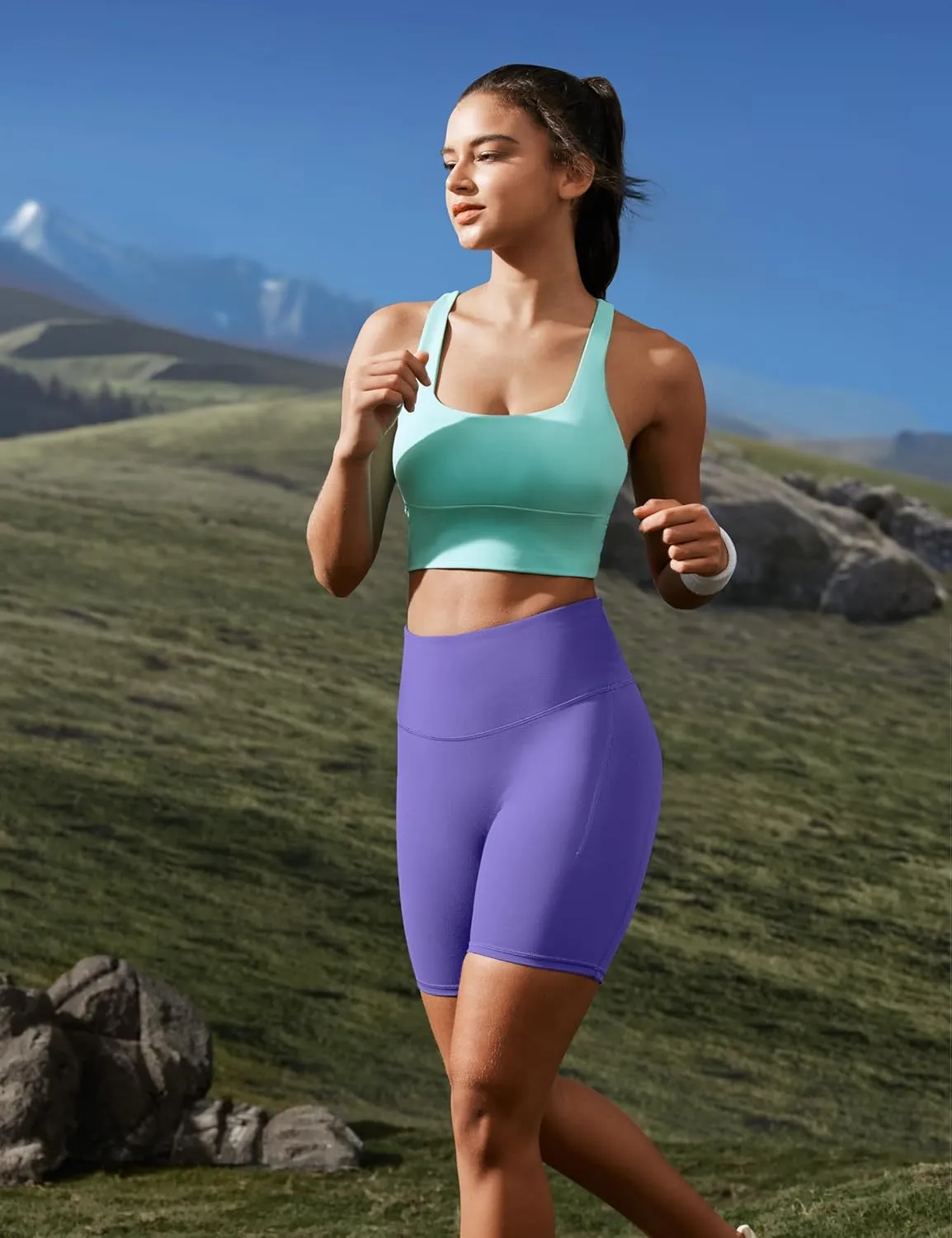 IUGA Biker Shorts Women Tummy Control 8" Workout Gym High Waisted Running Yoga Compression Spandex Shorts Women with Pockets