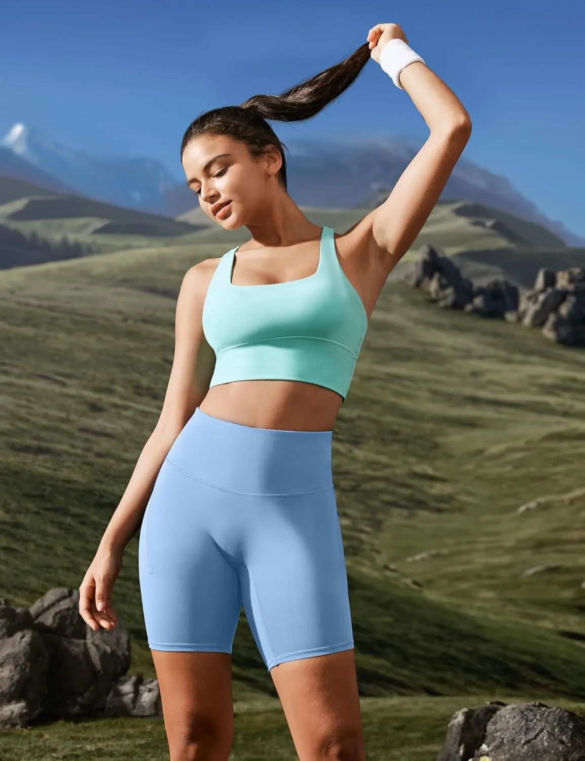 IUGA Biker Shorts Women Tummy Control 8" Workout Gym High Waisted Running Yoga Compression Spandex Shorts Women with Pockets