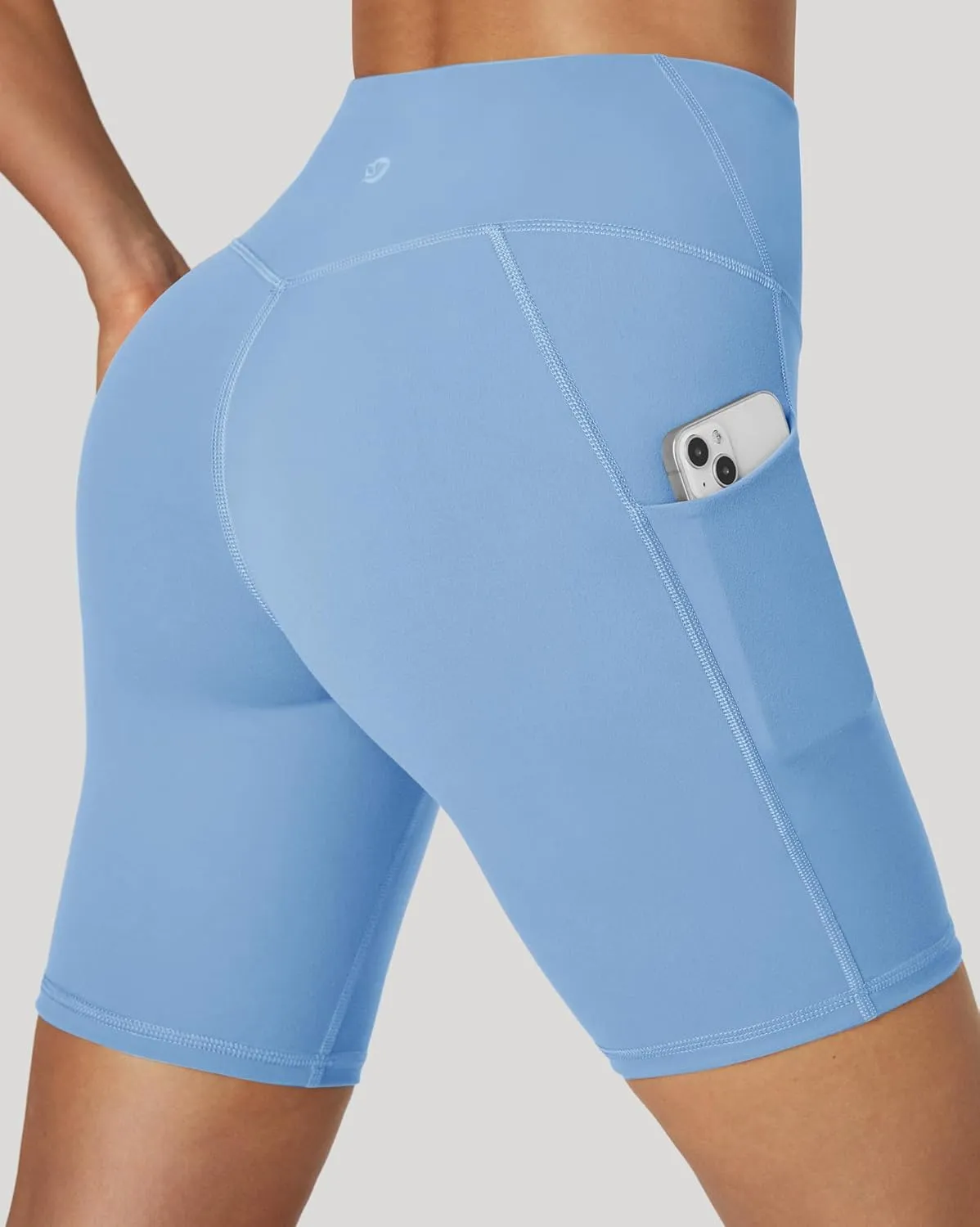 IUGA Biker Shorts Women Tummy Control 8" Workout Gym High Waisted Running Yoga Compression Spandex Shorts Women with Pockets