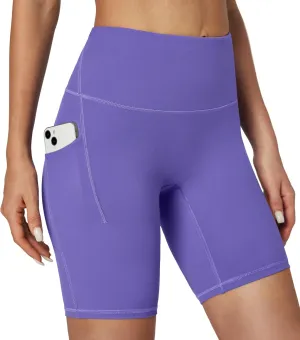 IUGA Biker Shorts Women Tummy Control 8" Workout Gym High Waisted Running Yoga Compression Spandex Shorts Women with Pockets