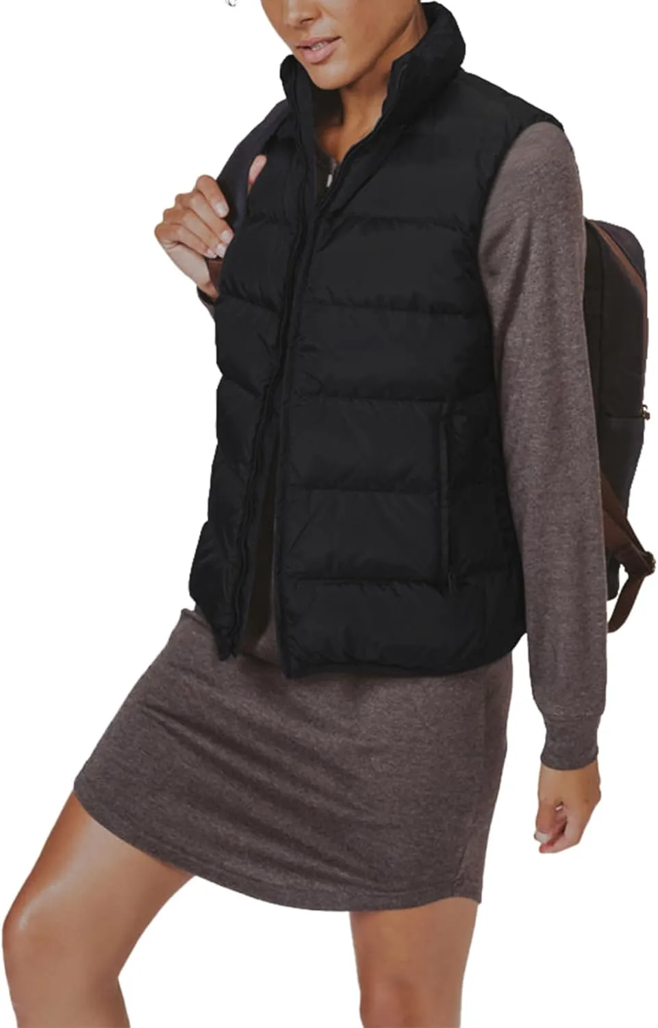 JIHUILAI Womens Puffer Vest Lightweight Sleeveless Jacket Women Puffy Vest Quilted Coat Warm Winter Vests With Pockets