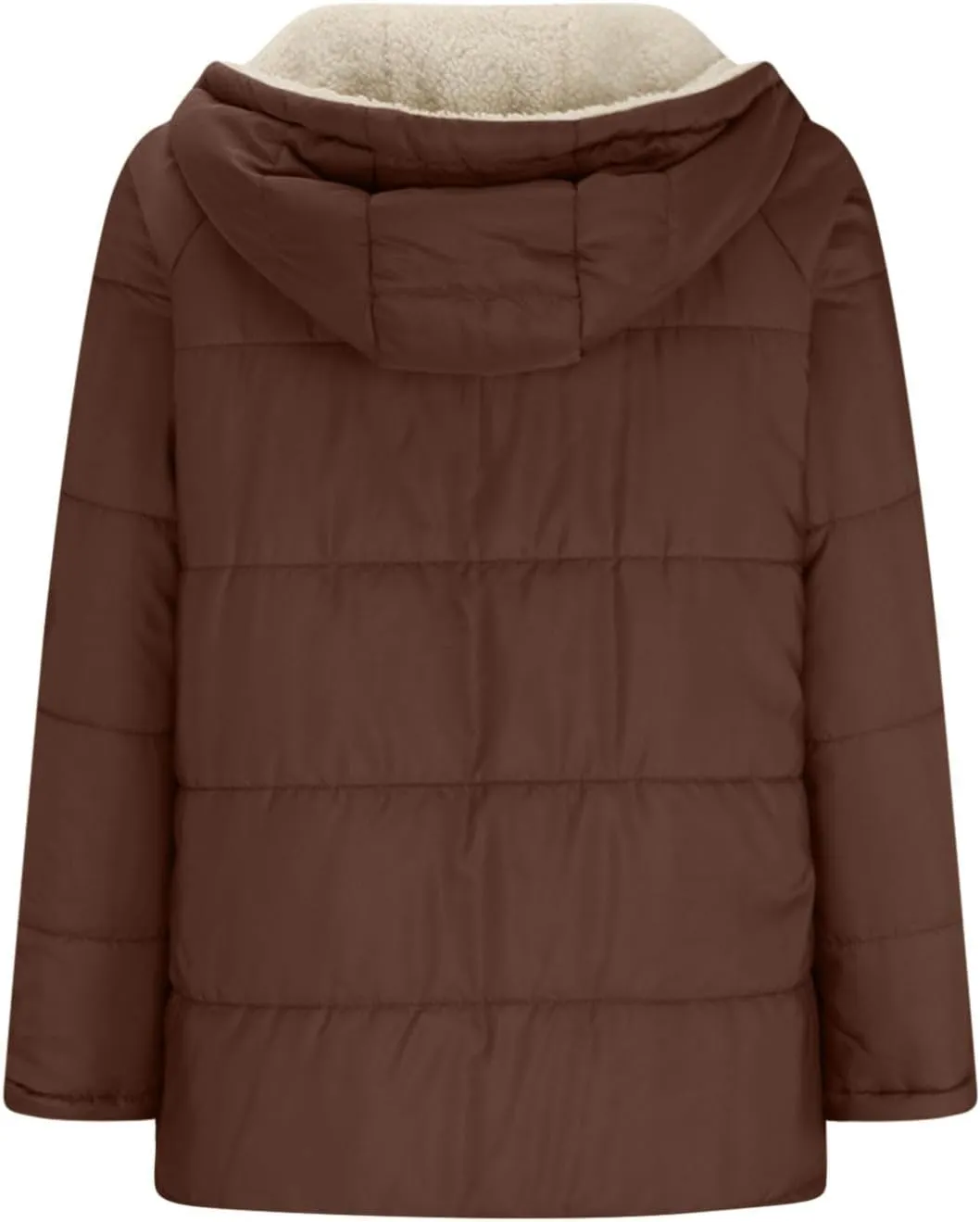JOAU Womens Long Down Reversible Hooded Jackets Winter Warm Cotton Padded Puffer Quilted Zip Coats Pockets Fleece Outerwear