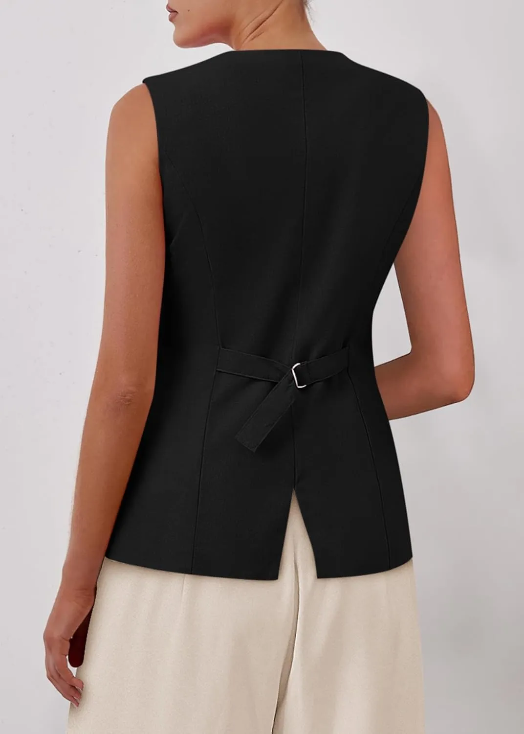 KIRUNDO Fashion Blazer Vest for Women 2025 Dressy Business Casual Summer Button Down Sleeveless Work Suit Waistcoat Tops