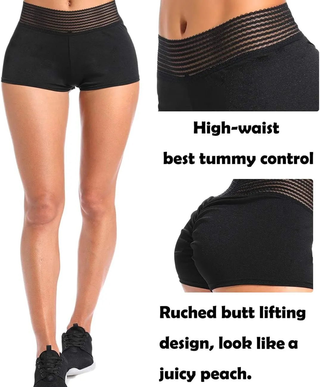 KIWI RATA Scrunch Booty Shorts for Women High Waisted Yoga Shorts Sexy Rave Bottoms Butt Lifting Short Hot Pants