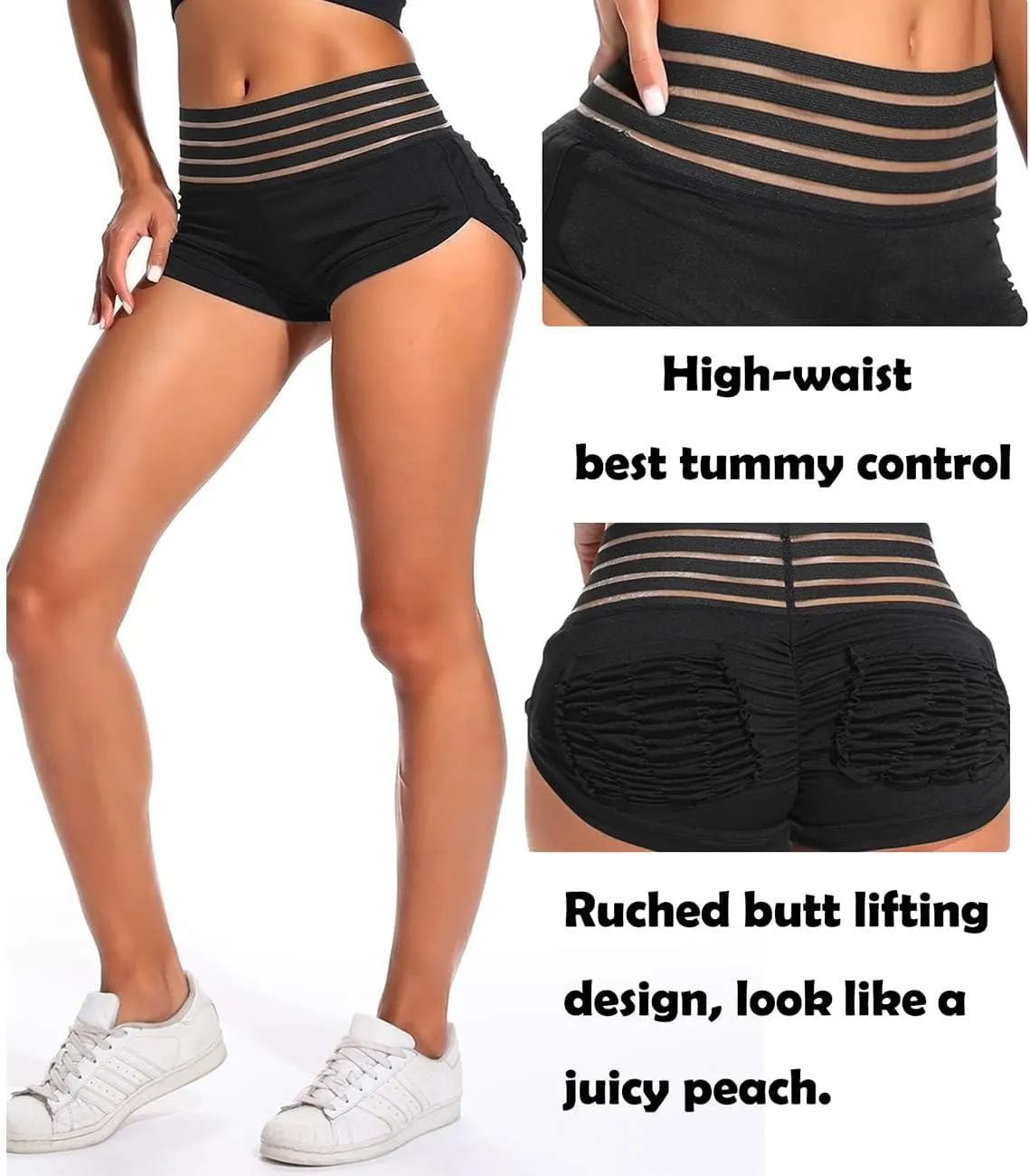 KIWI RATA Scrunch Booty Shorts for Women High Waisted Yoga Shorts Sexy Rave Bottoms Butt Lifting Short Hot Pants