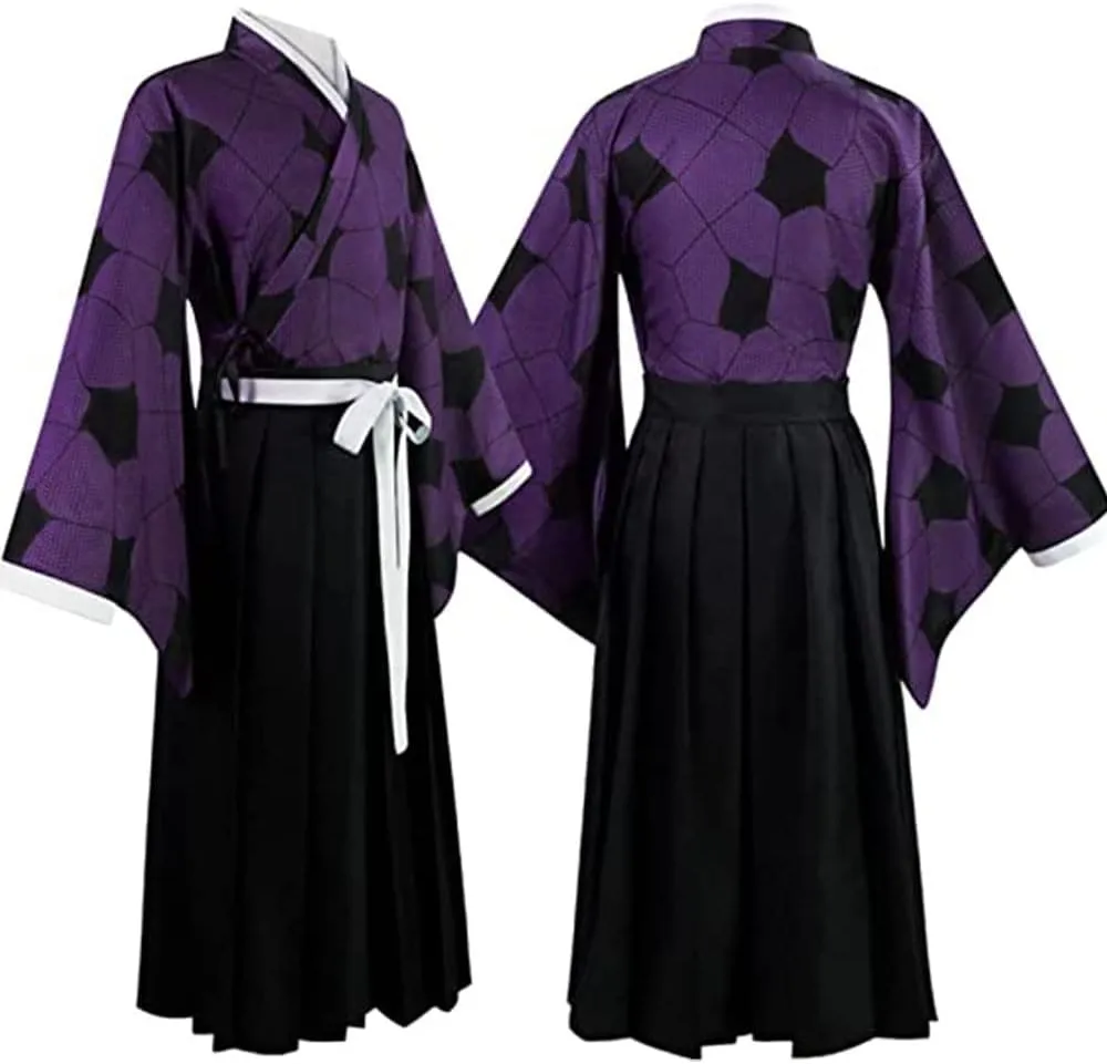 Kokushibou Cosplay Kimono Outfit Kokushibou Costume Cloak Uniform Wig Robe Halloween