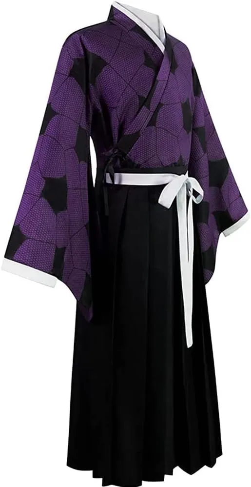 Kokushibou Cosplay Kimono Outfit Kokushibou Costume Cloak Uniform Wig Robe Halloween