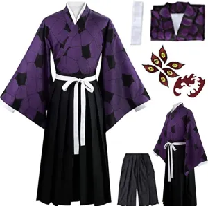 Kokushibou Cosplay Kimono Outfit Kokushibou Costume Cloak Uniform Wig Robe Halloween
