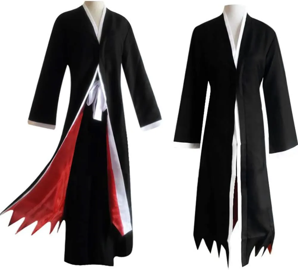 Kurosaki Cosplay Costume Kurosaki Outfit Uniform Black Cloak Kimono with Mask