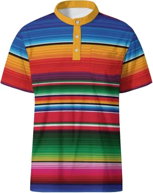 LARSD Men's Henley Shirt Short Sleeve Button Up Stand Collar Casual T-Shirt Top